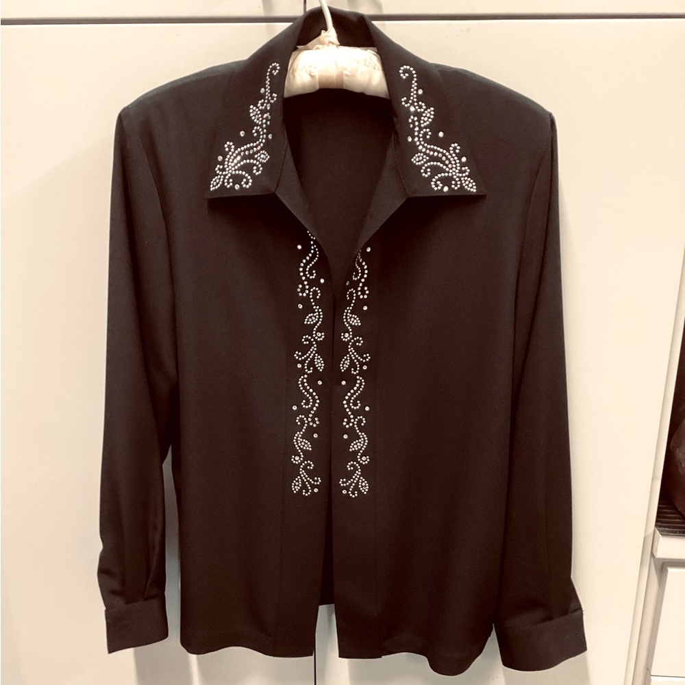 Draper’s Studio women’s rhinestone open front jacket